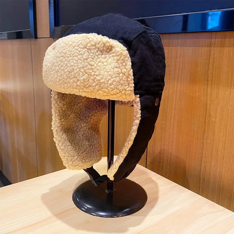 Warme Wintermütze mit Ohrenklappen und Fauxpelz für Outdoor-Schutz