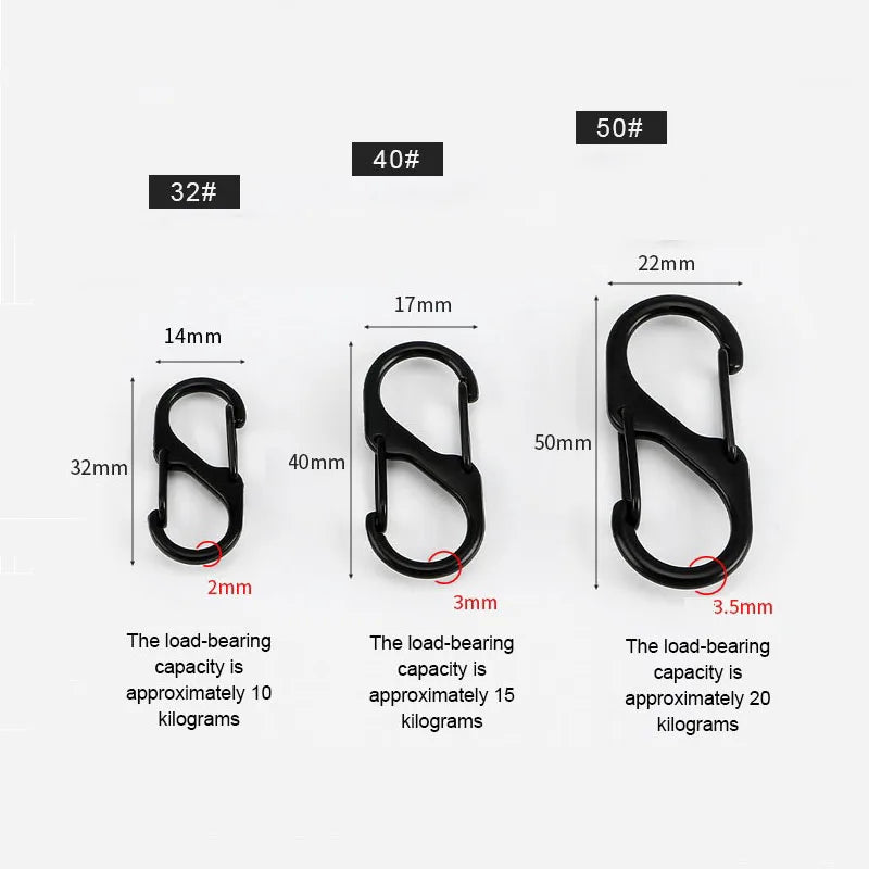 5 10er Set Mini Aluminium Karabiner S Typ Schlüsselbund Haken Camping