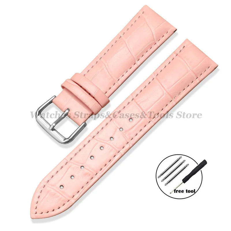 Kalbsleder Uhrenarmband Slub Muster 12-24mm Smartwatch Classic
