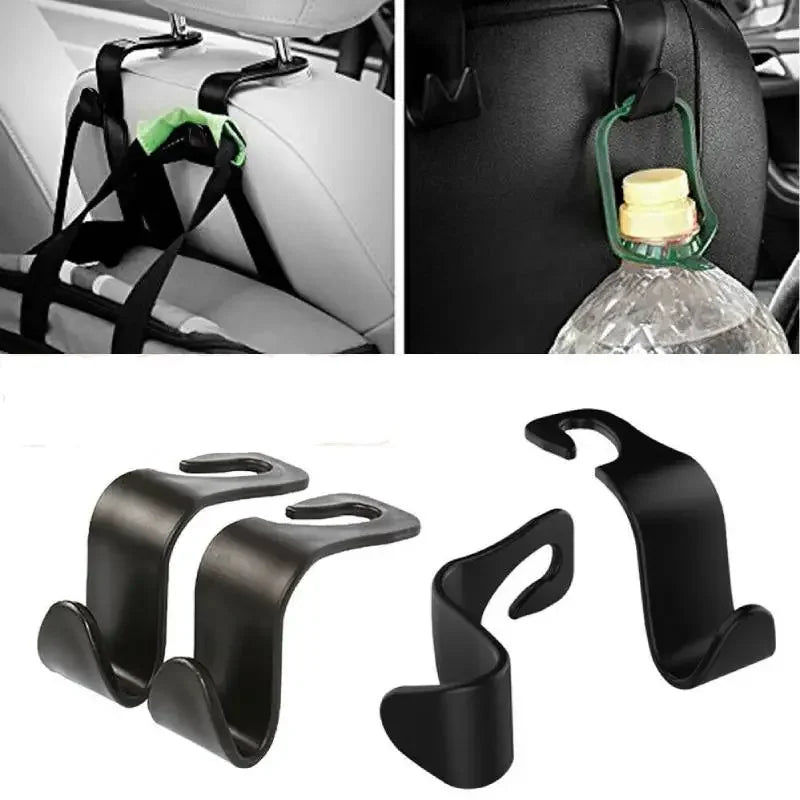 2er Set Universal Auto Kopfstütze Haken Schwarz für Tasche Kleider Organizer