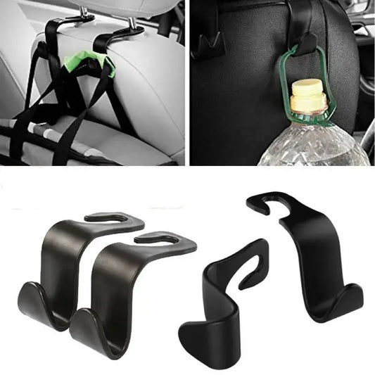 2er Set Universal Auto Kopfstütze Haken Schwarz für Tasche Kleider Organizer