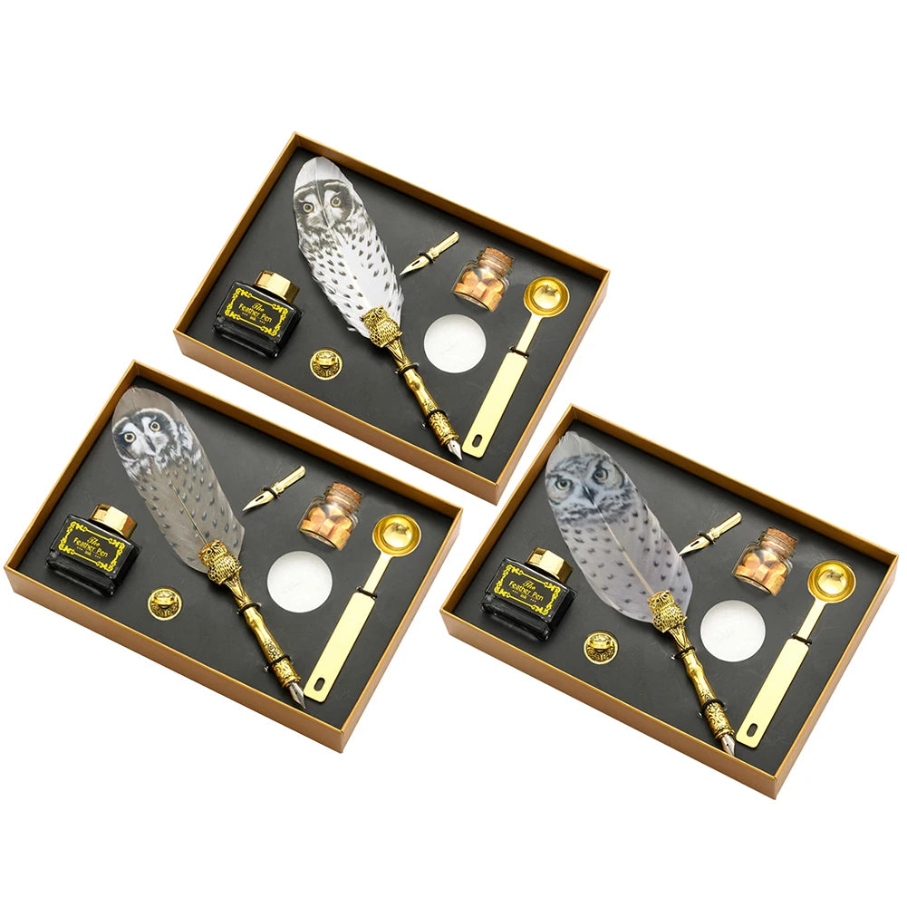 Kreatives Kalligraphie Füllfederhalter Set mit Dip-Stift Wachs und Stempel