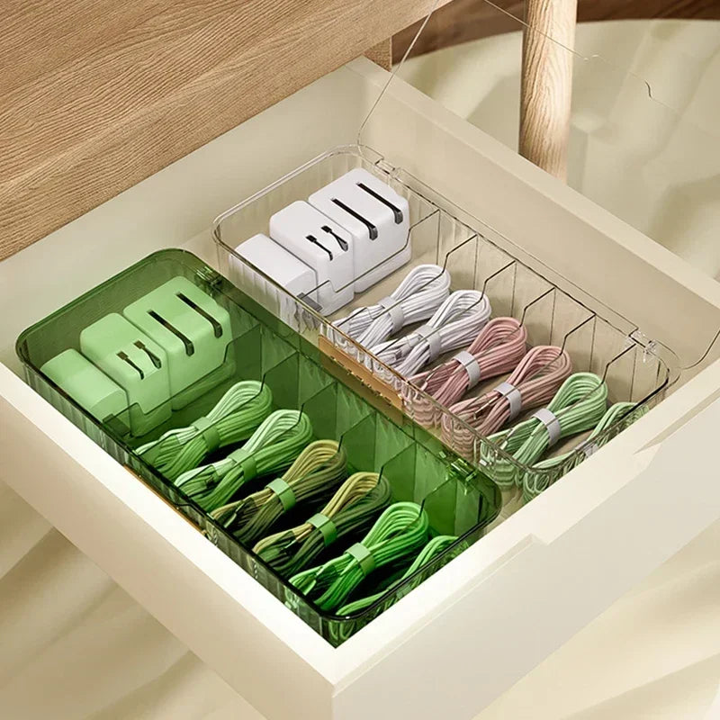Kabel Organizer Box Reise Zuhause – 7 Fächer für Daten Ladegerät Speicher