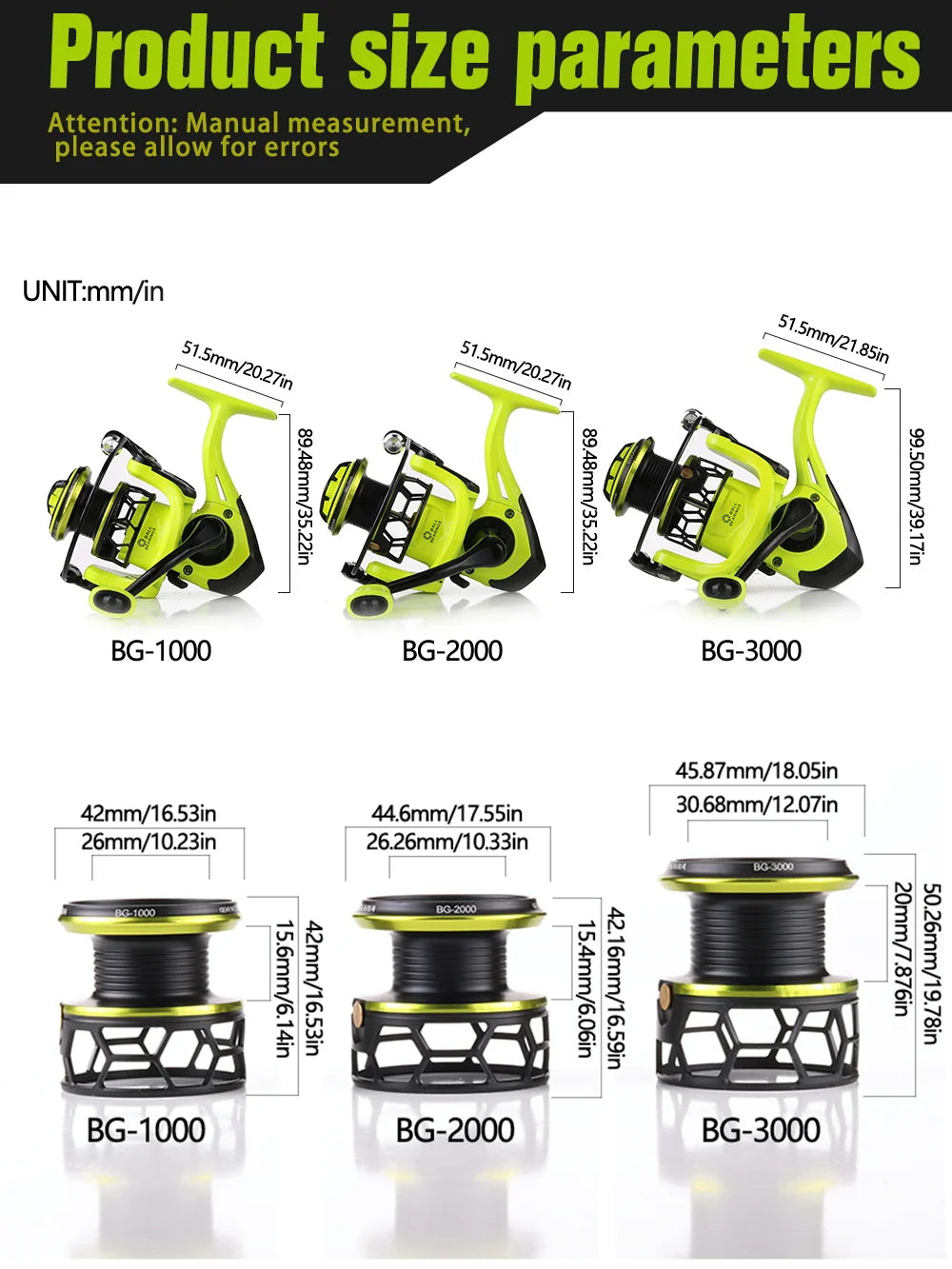 Spinnrolle Angelrolle 1000 2000 3000 Serie 5,2:1 Metall Karpfenangeln
