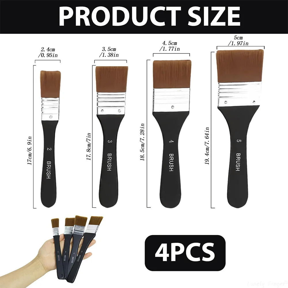 Präzise Basecoating-Pinsel: Flach, hell, Holzgriff – optimal für Acryl, Öl - Aquarell