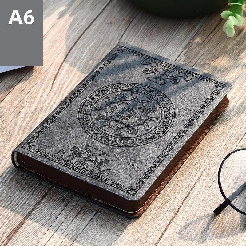 A6 Retro Mini Notizbuch PU Leder mit Taschen – Tragbar für Büro Buchhaltung