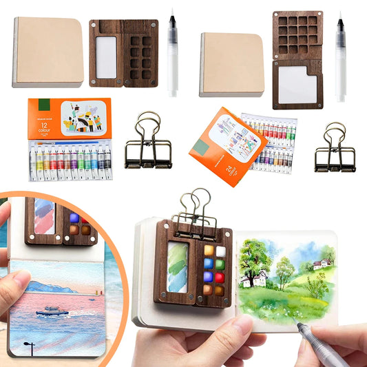Reise Aquarell-Farbpalette Set, Mini Taschen Künstler Farbpalette