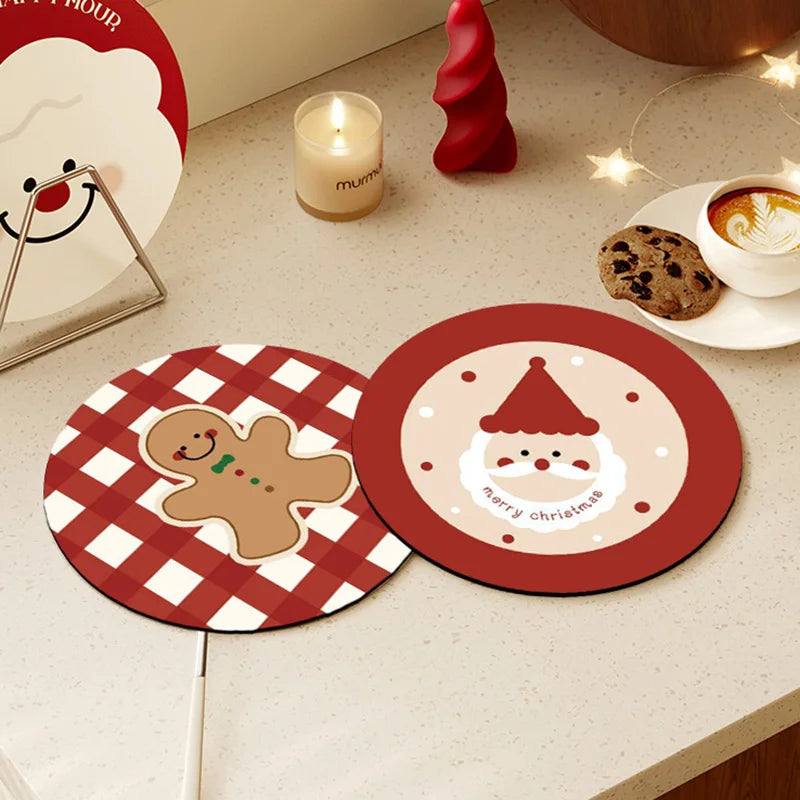 Runde Weihnachtsuntersetzer Tischset Wärmedämmung Küchengeschirr Pad Set