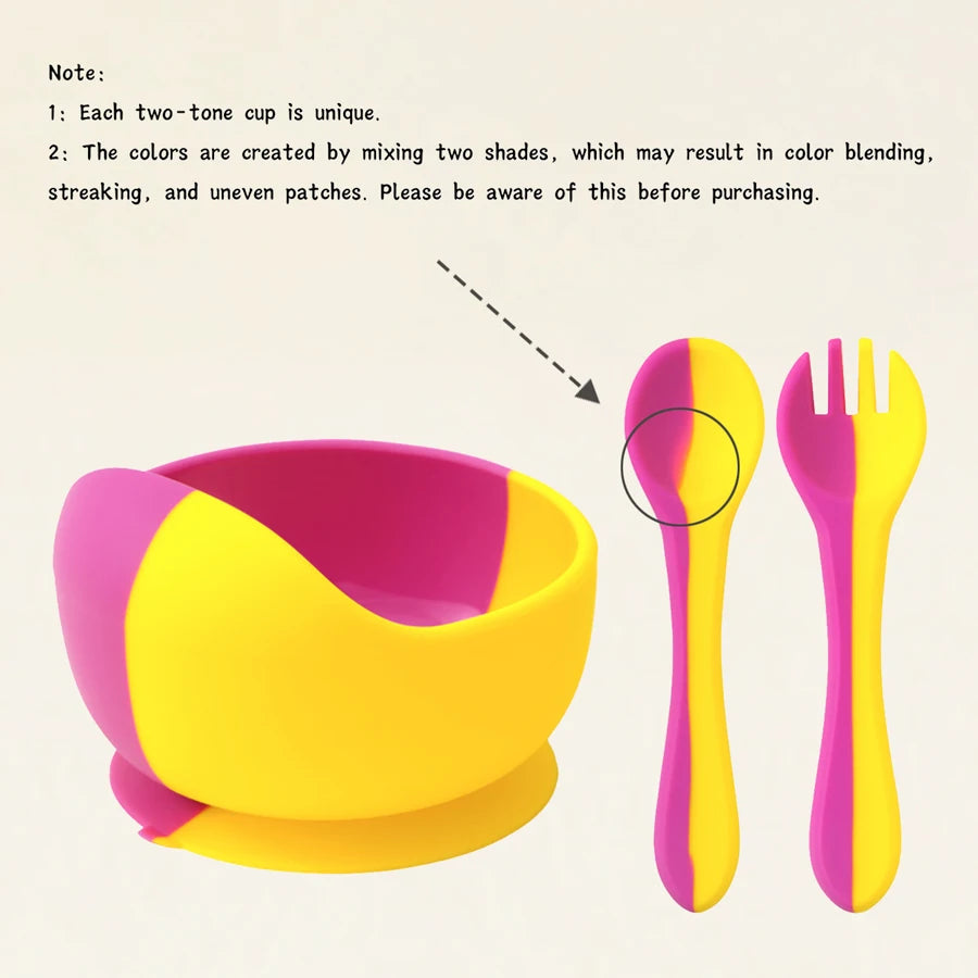 Baby Silikon Fütterungsset BPA frei mit Sauger Schüssel und Löffel