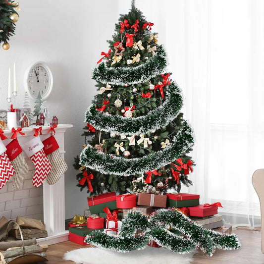 2 m Weihnachtskranz Dekorationsband mit Schleife für Wand und Tür