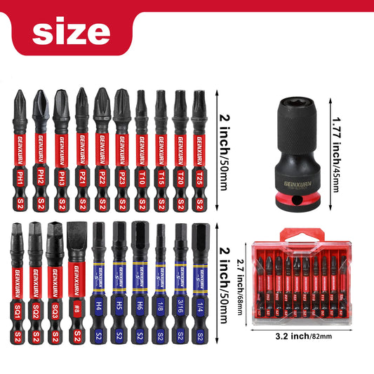 Schlagschrauber Bithalter Set 3/8 auf 1/4 Zoll Adapter - Magnet-Bits