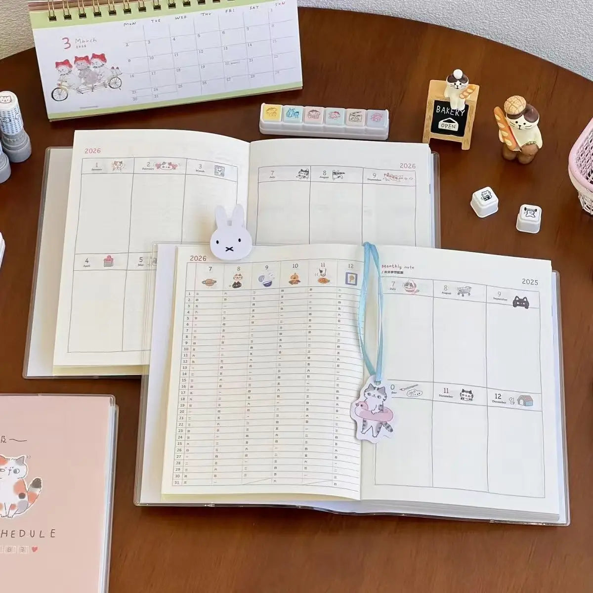 Katzenplaner 2026 B6 Notizbuch – Kawaii Studentenplaner mit farbigen Seiten-Yabubest - Home & More