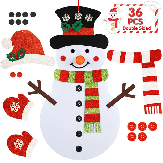 DIY-Weihnachtsschneemann Set aus Filz mit glitzernden Ornamenten