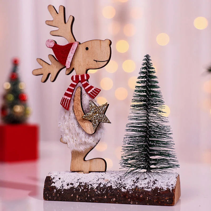 Handgemachter DIY Weihnachtsbaum aus Holz für Kinder mit Sternenornamenten