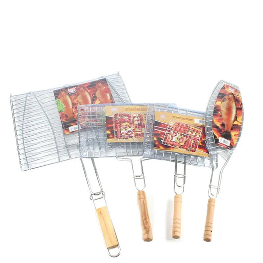 Premium klappbarer BBQ-Grill aus Edelstahl 304 mit Holzgriff für 2-3 Personen