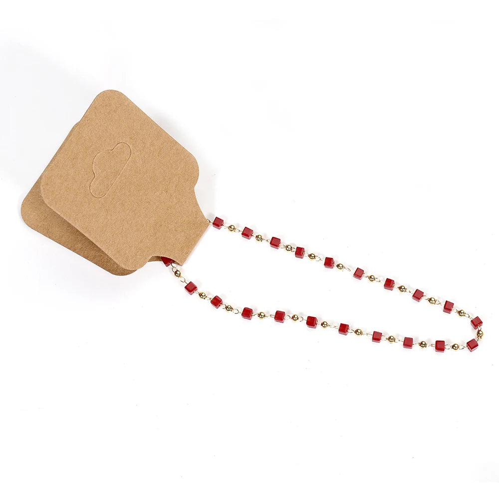 50 Kraftpapier-Karten 3,5x9 cm faltbar Schmuckverpackungset