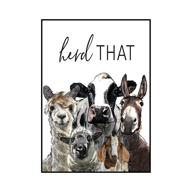 Lustige Tier Wandkunst auf Leinwand für moderne Badezimmer Dekoration