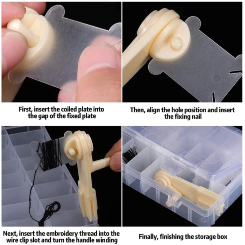 Organizer Set für Stickgarn mit 36 Fächern, Flossern und Zahlenetiketten