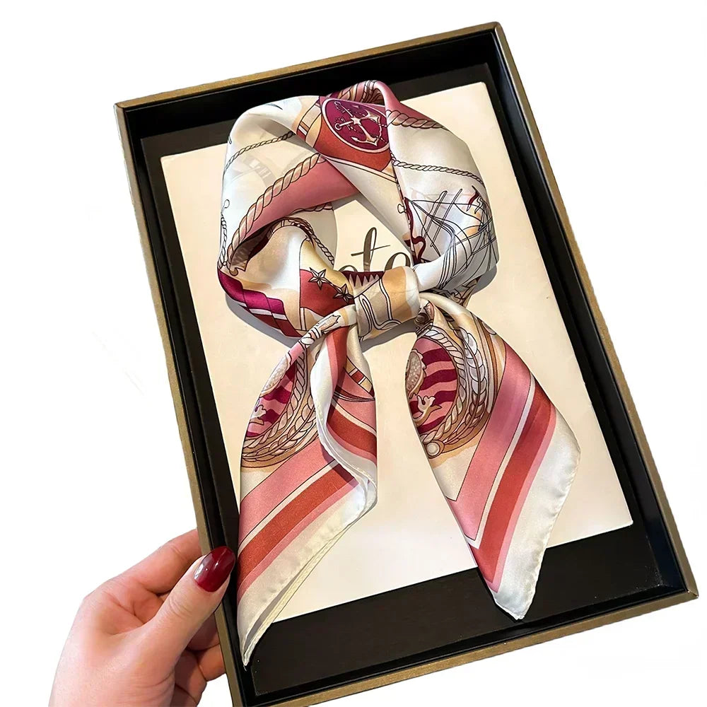 Luxus Seide Quadrat Schal Frauen Weich Satin Haarband Halstuch Büro Hijab