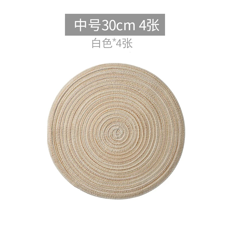 4 oder 6 Runde Tischmatten Gewebt Ramie Anti Rutsch Untersetzer Set
