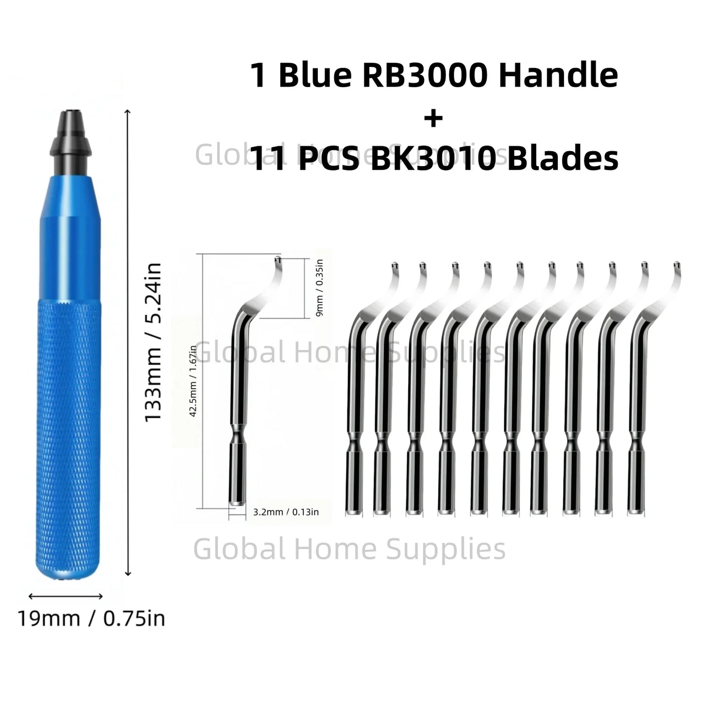 Entgratungswerkzeug RB3000 mit 1 oder 11 Schnellarbeitsstahl-Schwenkklingen