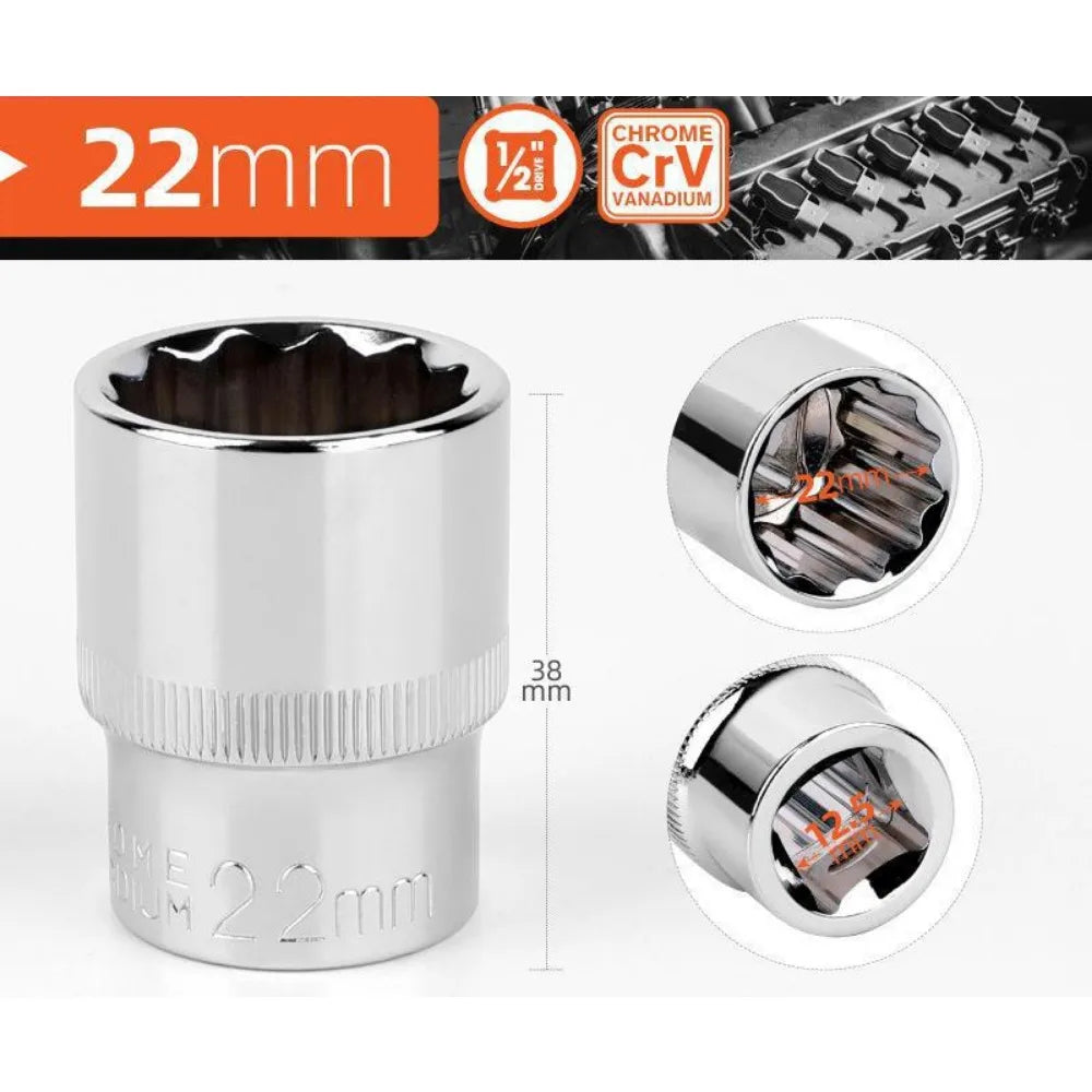 1/2 Zoll Vierkantantrieb 12-Punkt Steckschlüssel für Ratschenschlüssel 8-32mm