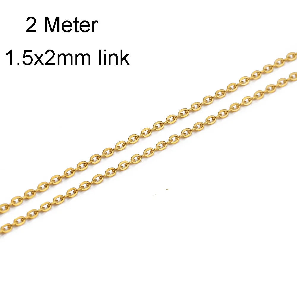 Edelstahlkette 10 Meter für DIY Schmuck 1mm 1.5mm 2mm Gold Silber