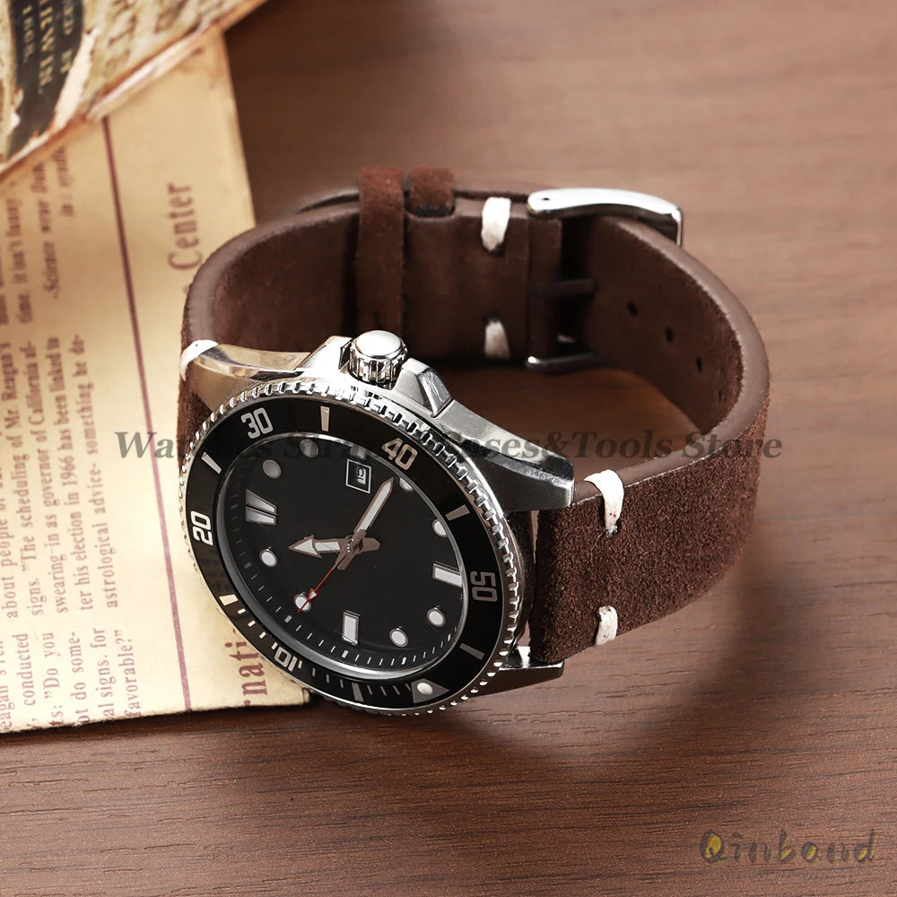 Wildleder Vintage Uhrenarmband in Blau mit Schnellverschluss