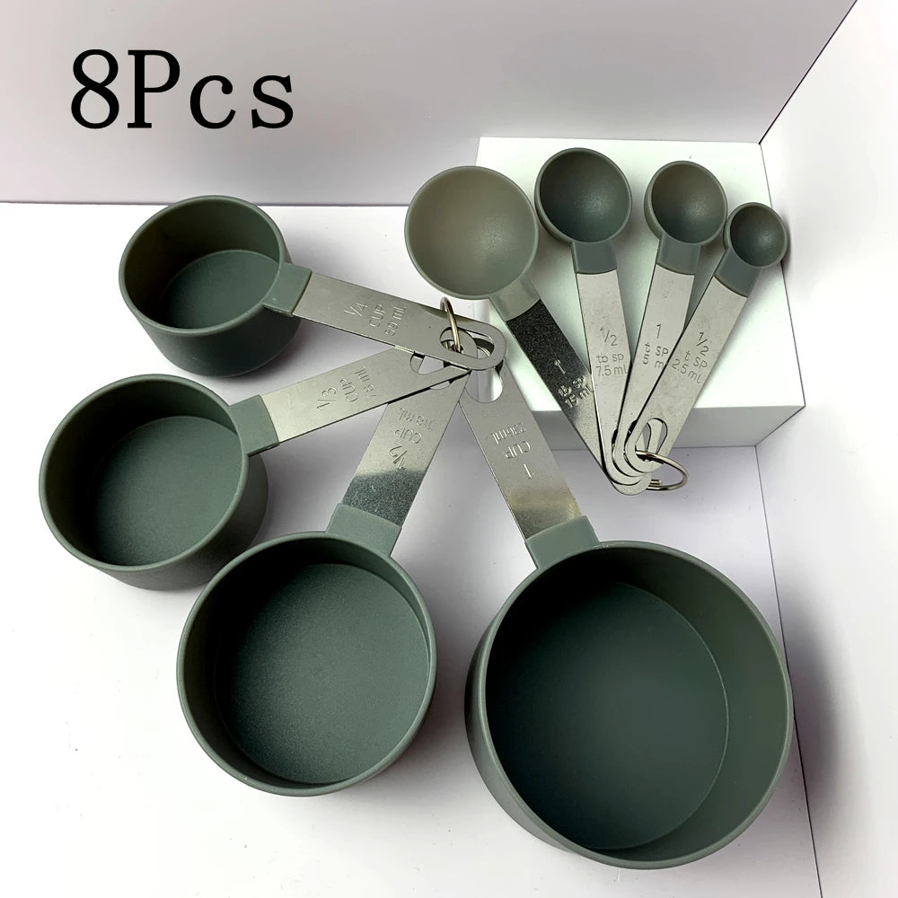 4 Teiliges Messbecher und Messlöffel Set mit Edelstahlgriff