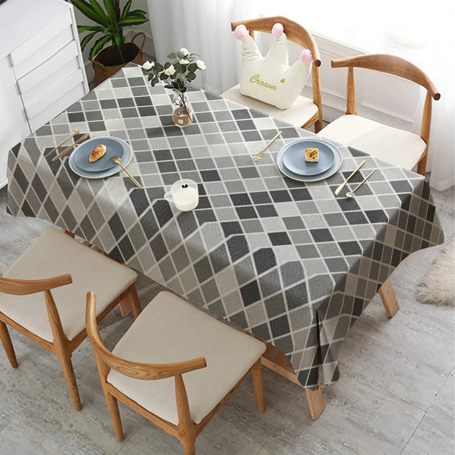 Praktische Rechteck Tischdecke mit Karomuster wasserdicht