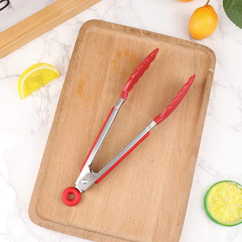 Hochwertige Edelstahl-Grillzange mit Silikongriffen für vielseitige Küche