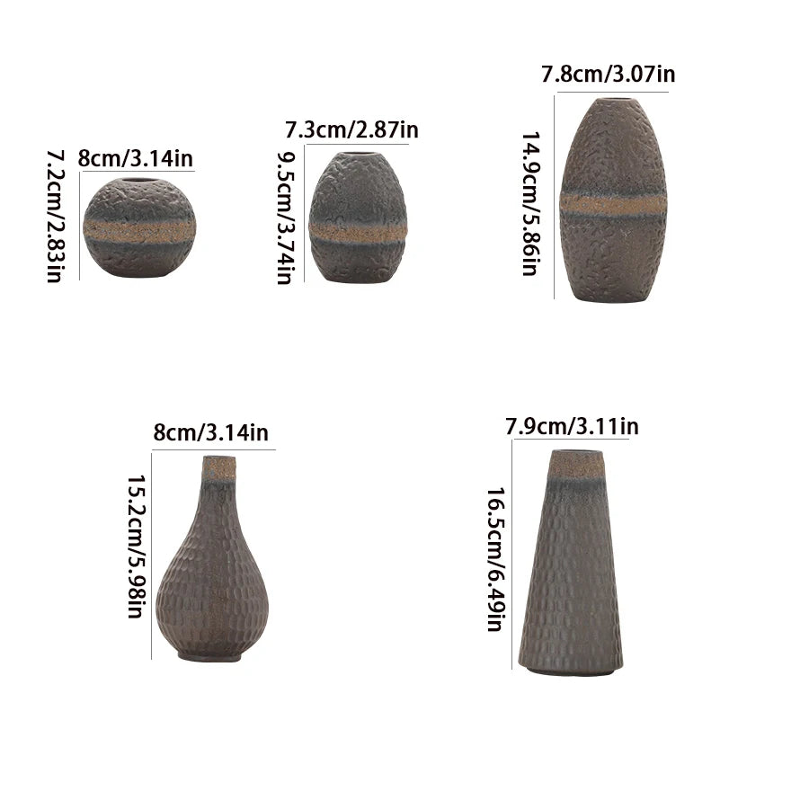 Kleine Keramikvase - Grobstruktur Vintage Design - Japanischer Stil für Wohnzimmer und Esstisch