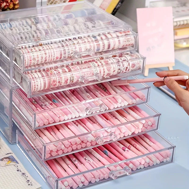 Transparenter Schreibtisch-Organizer mit Acryl-Schubladen