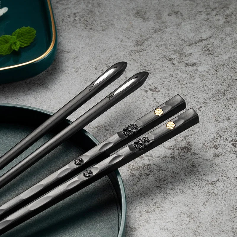 5 Paar Nicht-Slip Metall Stäbchen Japanisch Koreanisch Stil für Sushi Essen