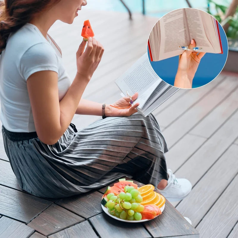 Elegante Buchseitenhalter aus Harz mit getrockneten Blumen für Leser