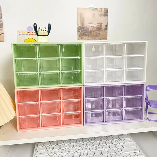 Desktop 9-Fächer Organizer transparent mit Schublade für Schreibtisch