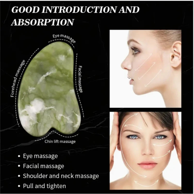 Jade Roller und Gua Sha Set für Gesichtsmassage gegen Alterserscheinungen