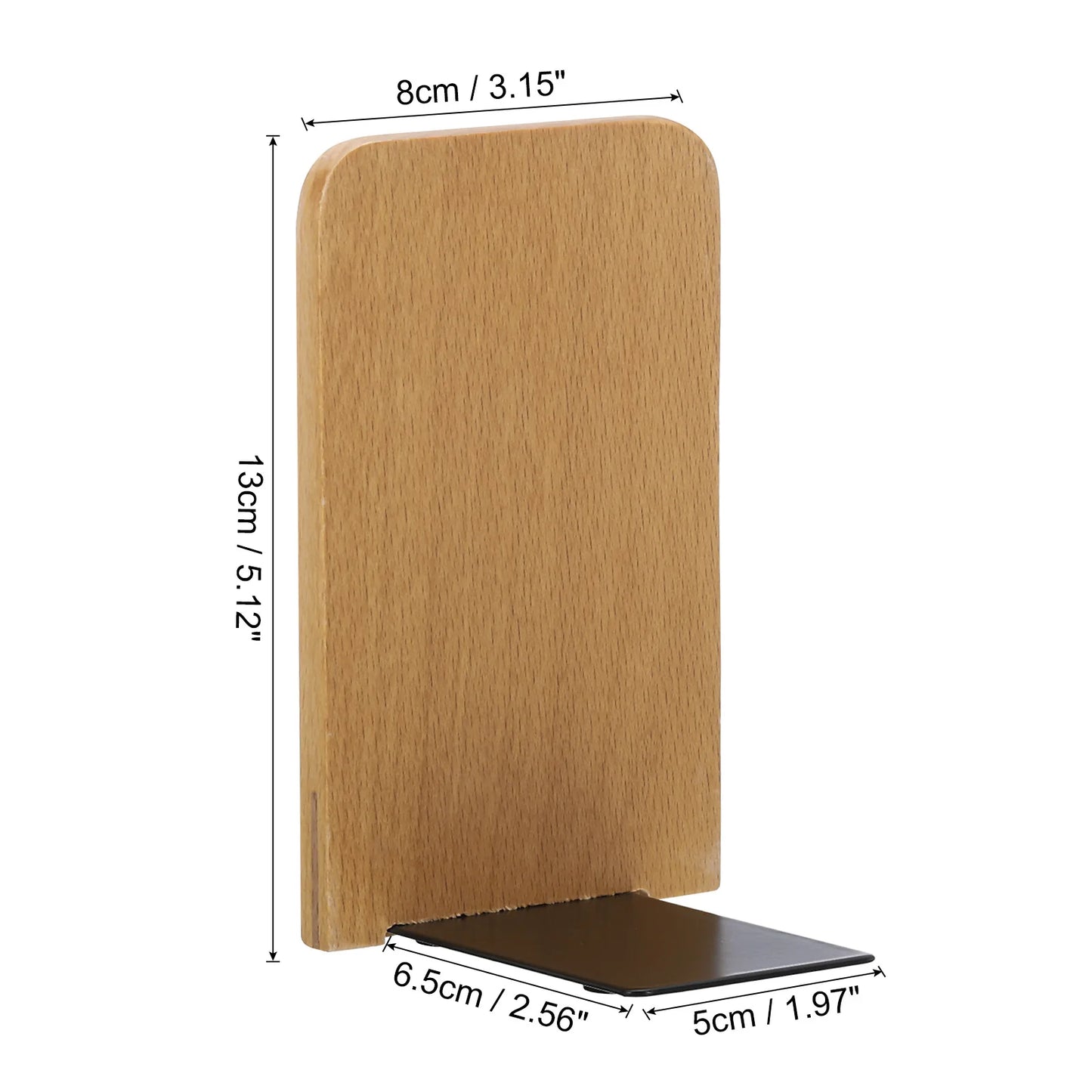 2 Stück Holz Buchstützen mit Metallbasis Organizer Büro Regal Halter