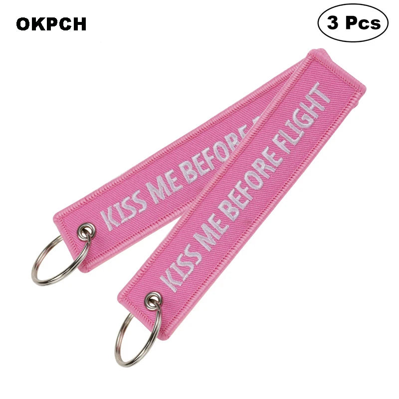 3-teiliges Schlüsselanhänger Set Bestickte Metallanhänger für Autos Motorräder