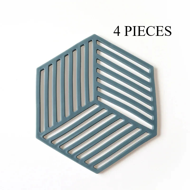 4er Set Silikon Hexagon Untersetzer Tischset Wärme Isoliermatte Geschirr Schutz