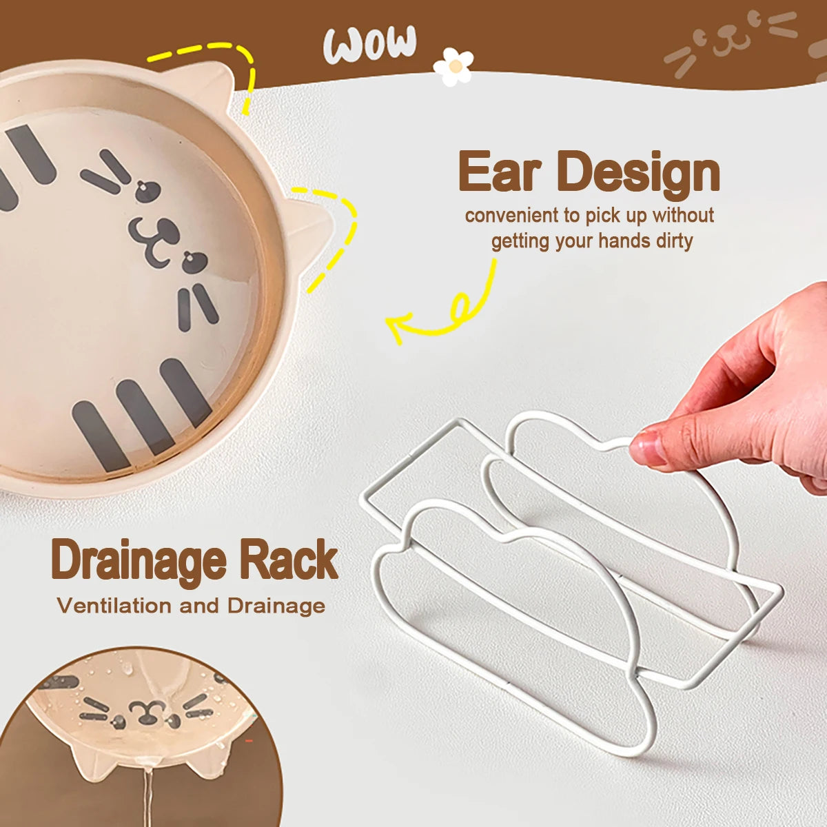 Niedlicher Katzenmuster Kunststoff Dessert Snack Teller spülmaschinenfest