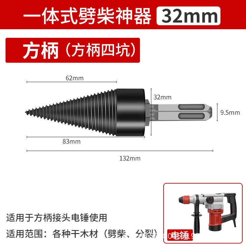 32/42mm Holzspalter Bohrer Kegel Bit für Hammerbohrer Brennholz Spalten