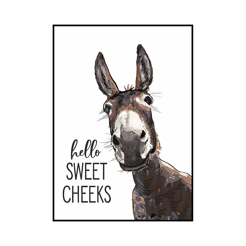 Lustige Tier Wandkunst auf Leinwand für moderne Badezimmer Dekoration