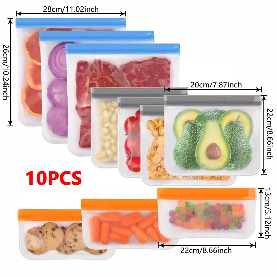 5 oder 10 Stück Silikon Aufbewahrungsbeutel auslaufsicher mit Druckverschluss