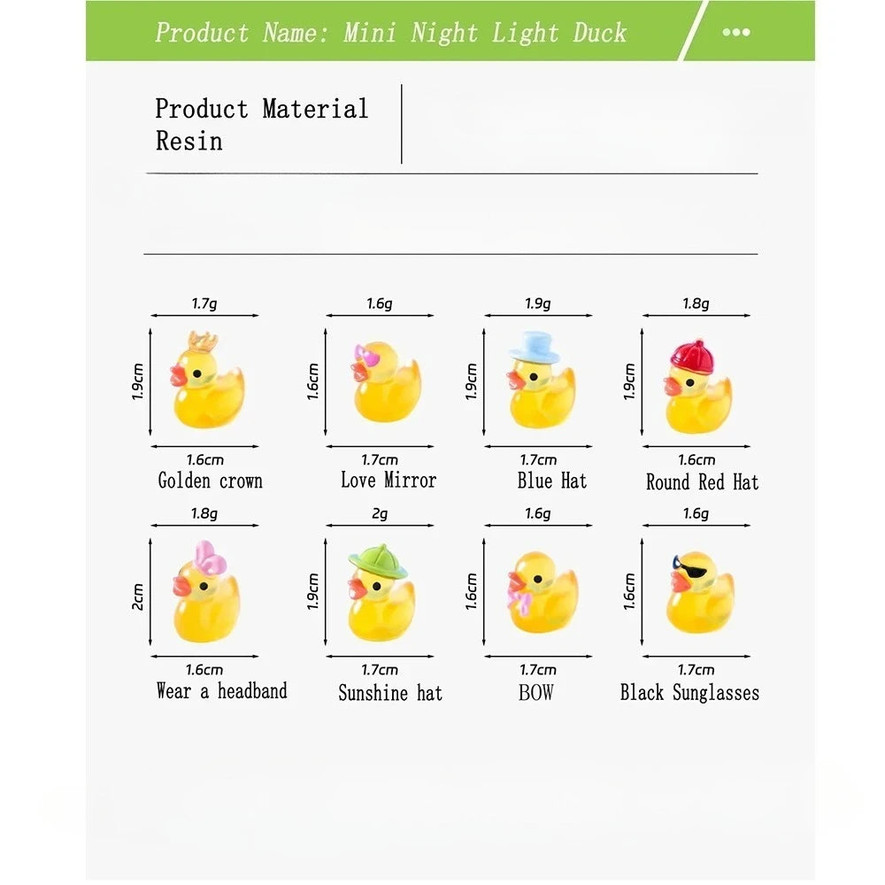 Mini Gelbe Leuchtende Enten Figuren 50 oder 100 Stück für Garten Deko