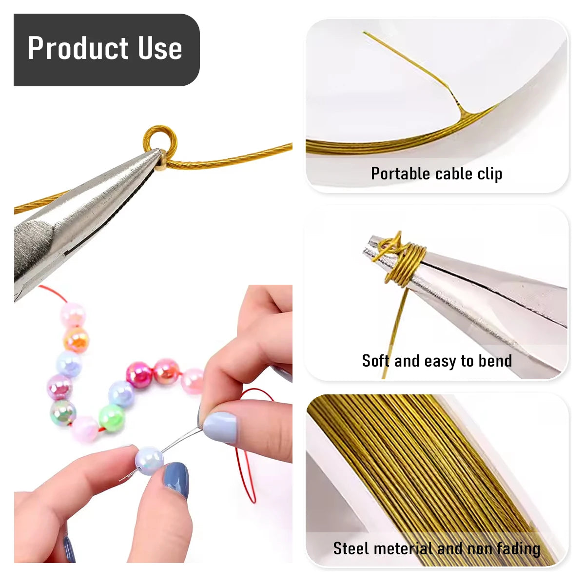 Starker Edelstahldraht 0.3-1mm für Schmuck und Kreativprojekte