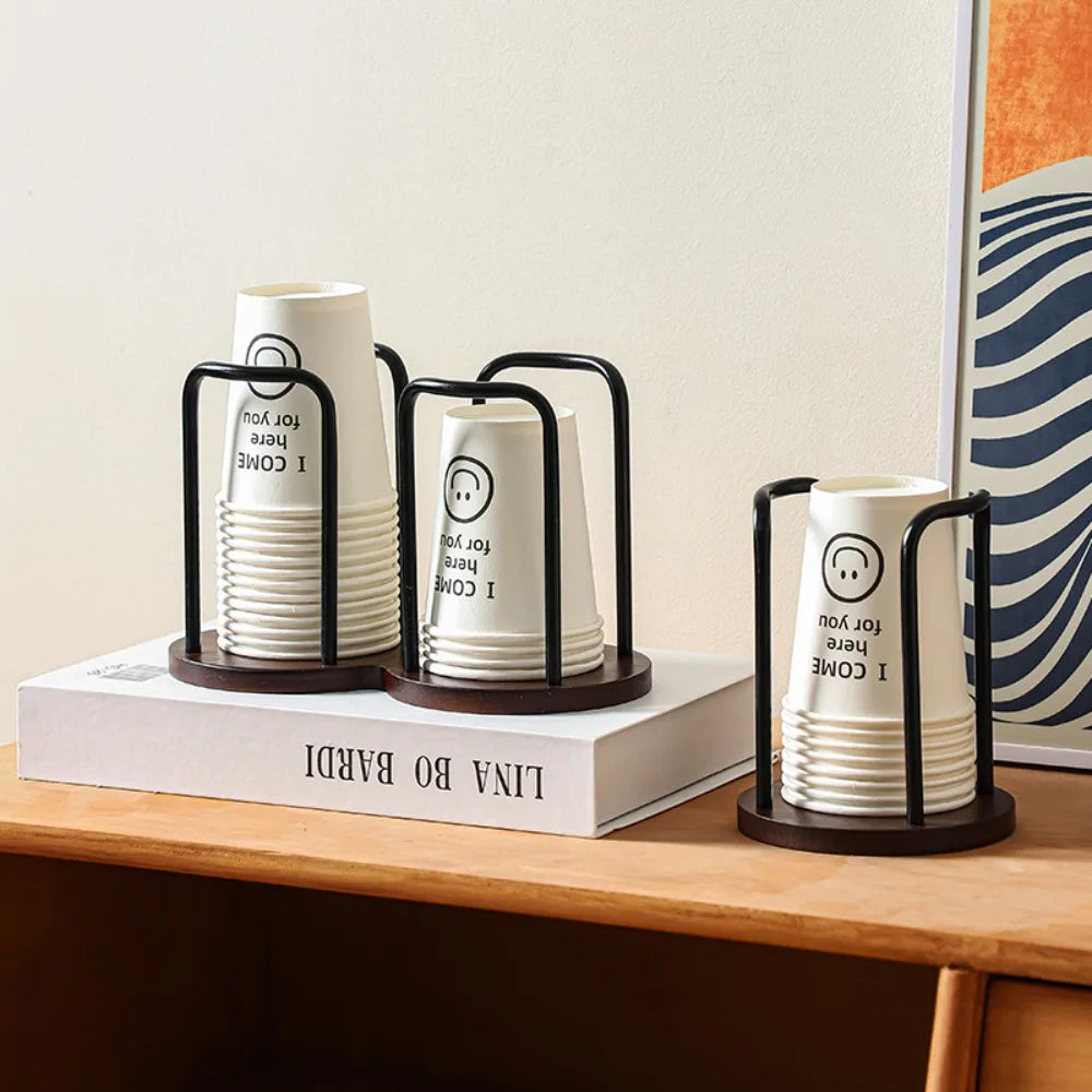 Praktischer Pappbecherhalter aus Holz für Schreibtisch und Küche