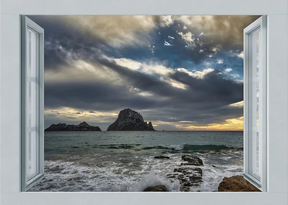 3D Leinwandbild Fluss Wald Strand Sonnenuntergang Landschaft Wandkunst