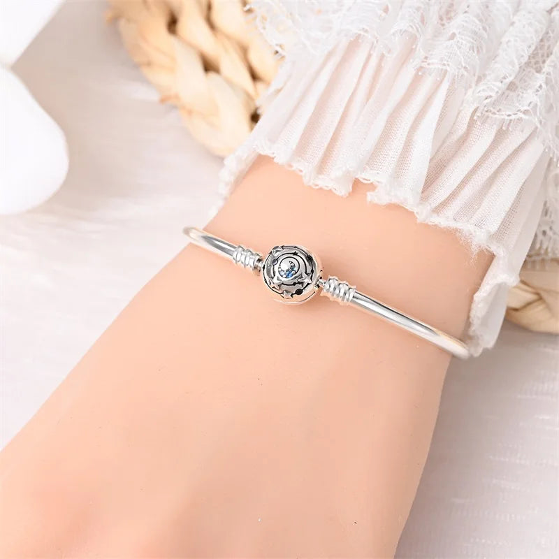 Armband Silber 925 mit Stern Mond Sonne und Grünem Zirkon Charm