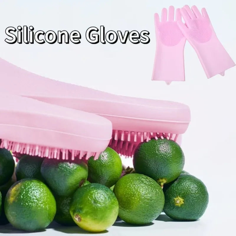 1–3 Paar Silikon Reinigungshandschuhe Multifunktionale Waschhandschuhe